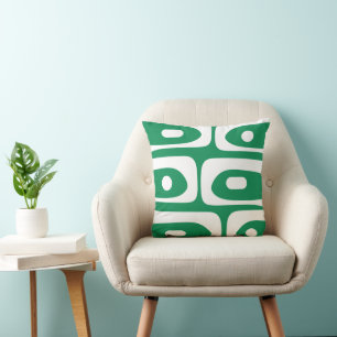 Midcentury Modern Piquet Abstract Kelly Green Throw Pillow