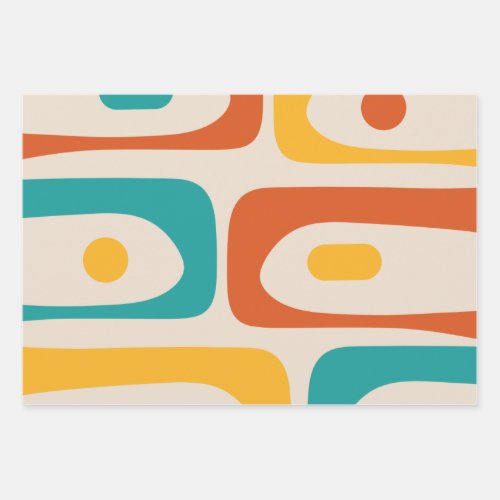Midcentury Modern Piquet Minimalist Abstract Teal  Wrapping Paper Sheets