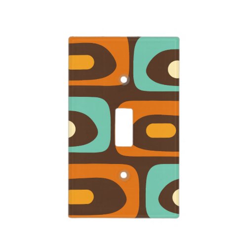 Midcentury Modern Piquet Pattern Teal Orange Brown Light Switch Cover