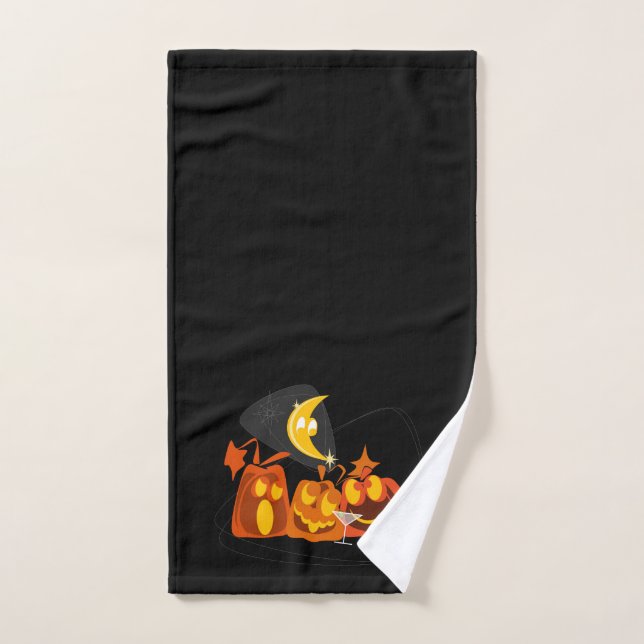 Midcentury Modern Pumpkins Halloween Hand Towel (Hand Towel)