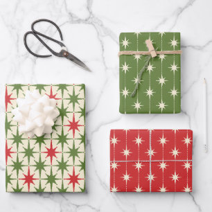 Midcentury Modern Retro Christmas Patterns Wrapping Paper Sheets