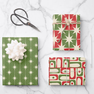 Midcentury Modern Retro Christmas Patterns Wrapping Paper Sheets