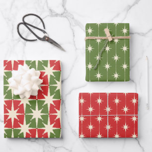 Midcentury Modern Retro Christmas Patterns Wrapping Paper Sheets