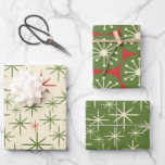 Midcentury Modern Retro Christmas Patterns Wrapping Paper Sheets<br><div class="desc">Midcentury Modern Retro Christmas Patterns. A touch of fun nostalgia and 1950s and 60s style for the holidays. A nod toward the atomic age,  in old-fashioned Xmas colours.</div>