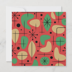 Midcentury Modern Retro Christmas Starbursts Invitation