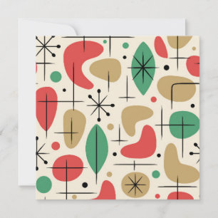 Midcentury Modern Retro Christmas Starbursts  Invitation