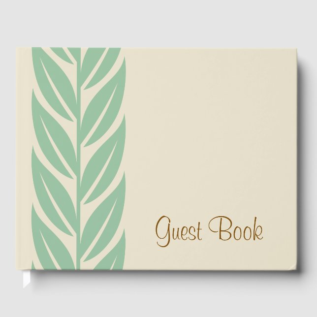 Midcentury Modern Retro Leaves Any Occasion Guest Book (Front)