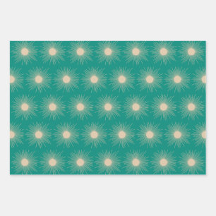 Midcentury Modern Retro Suns in Mid Mod Colors Wrapping Paper Sheets