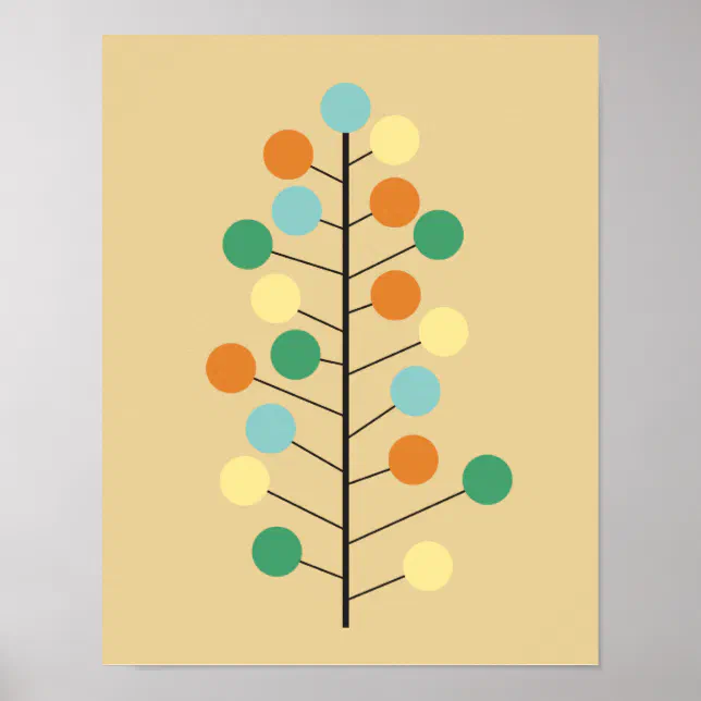 Midcentury Modern Retro Tree Design Poster | Zazzle