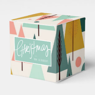 Midcentury Modern Retro Turquoise Christmas Trees Favor Boxes