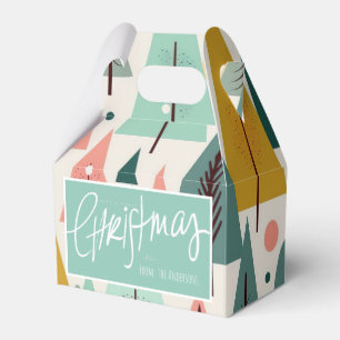 Midcentury Modern Retro Turquoise Christmas Trees Favor Boxes