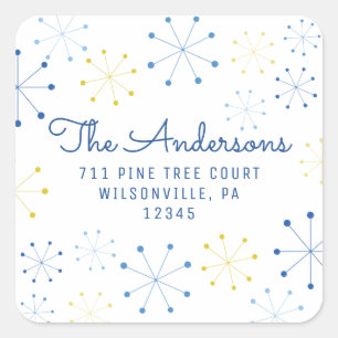 Midcentury Modern Retro Vintage Return Address Square Sticker