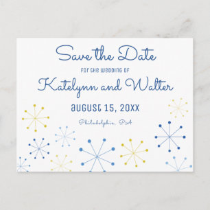 Midcentury Modern Retro Vintage Save the Date Announcement Postcard