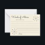 Midcentury Modern Retro Vintage Style Wedding Advice Card<br><div class="desc">Add a special touch to weddings and bridal showers with these lined advice cards they feature a fun retro vibe with a Mid-century Modern style design. Colorful atomic asterisks or snowflake shapes decorate these advice index cards. The black asterisk shapes are tipped with circles of blue, magenta, green, orange and...</div>