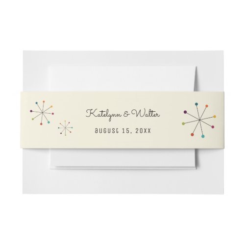 Midcentury Modern Retro Vintage Style Wedding Invitation Belly Band