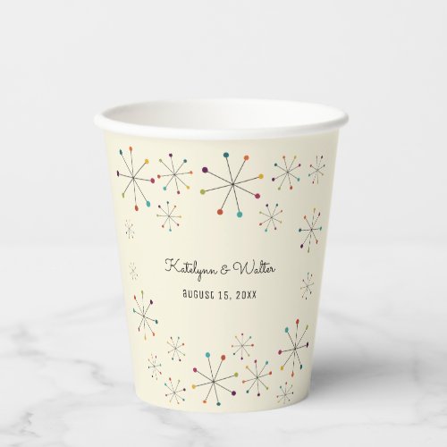 Midcentury Modern Retro Vintage Style Wedding Paper Cups