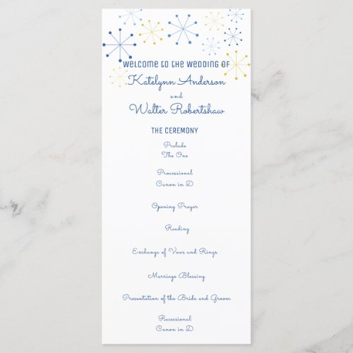 Midcentury Modern Retro Vintage Style Wedding Prog Program