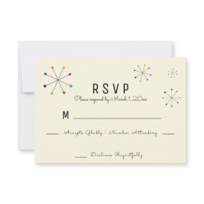 Midcentury Modern Retro Vintage Style Wedding RSVP Card
