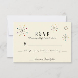 Midcentury Modern Retro Vintage Style Wedding RSVP Card