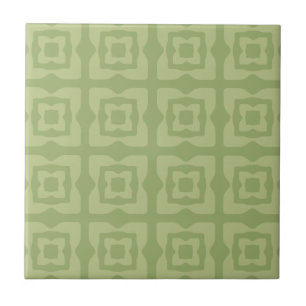 Midcentury Modern Squares Pattern Chartreuse Green Ceramic Tile