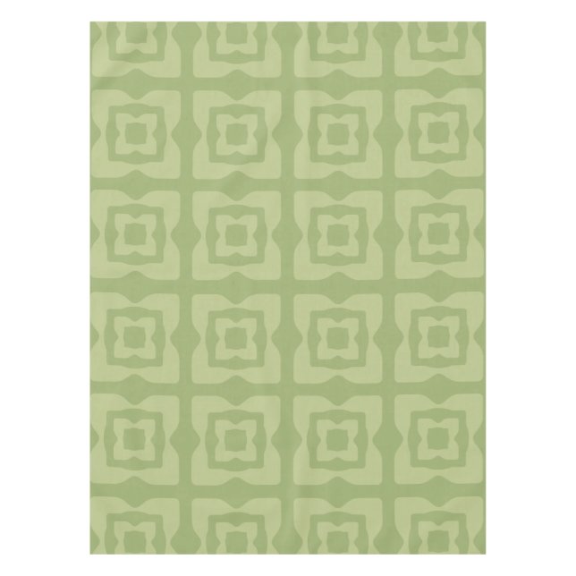 Midcentury Modern Squares Pattern Chartreuse Green Tablecloth (Front)