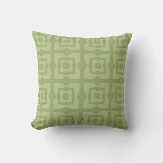 Midcentury Modern Squares Pattern Chartreuse Green Throw Pillow (Front)