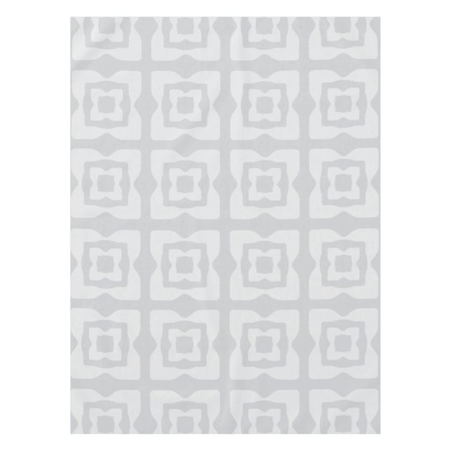 Midcentury Modern Squares Pattern Light Gray Tablecloth (Front)