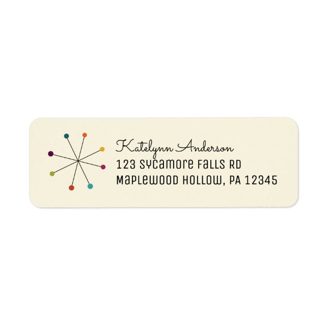 Midcentury Modern Style Retro Return Address Label (Front)