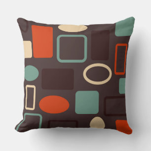 Midcentury-Modern Teal and orange  Throw Pillow