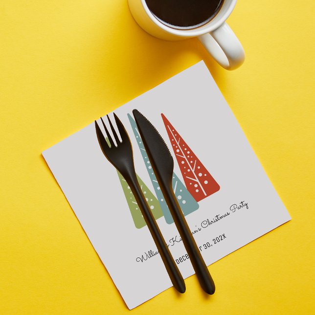 Midcentury Modern Trees Custom Christmas Party Napkins (Creator Uploaded)