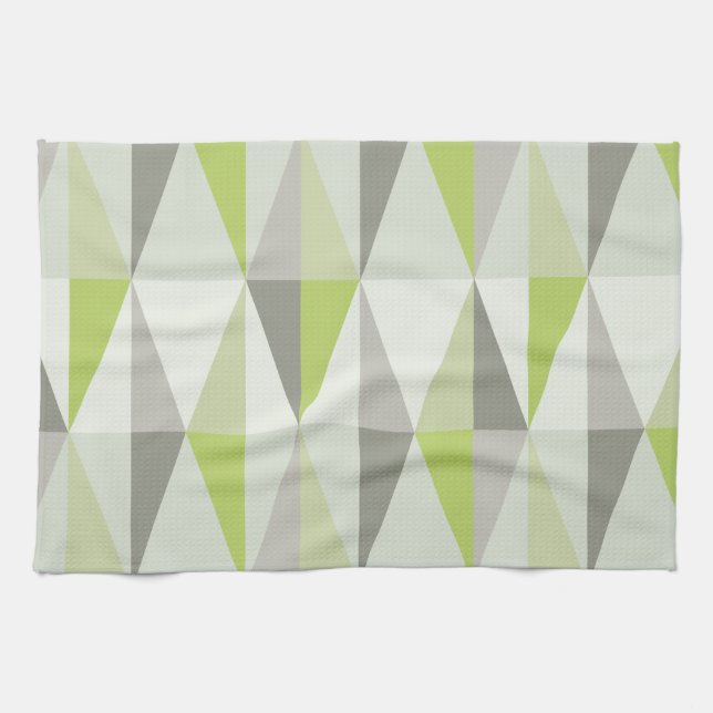 MidCentury Modern Triangles Chartreuse Kitchen Towel (Horizontal)