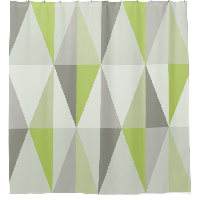 MidCentury Modern Triangles Chartreuse Shower Curtain (Front)