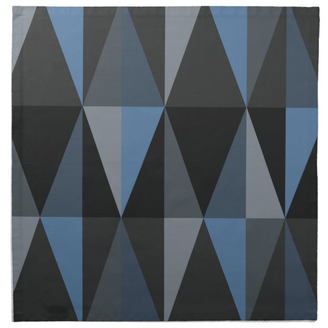 MidCentury Modern Triangles Dark Blue Cloth Napkin (Front)