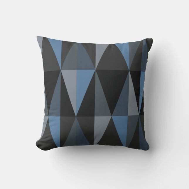 MidCentury Modern Triangles Dark Blue Throw Pillow (Front)