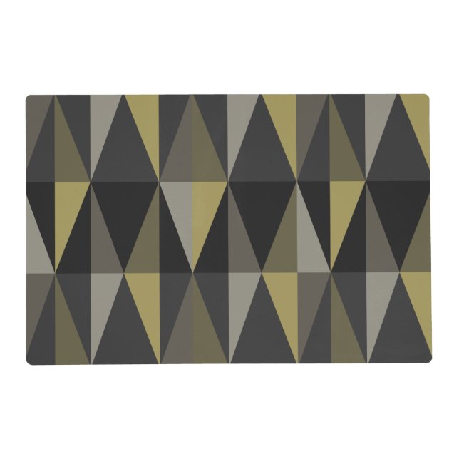 MidCentury Modern Triangles Dark Gold Placemat (Front)