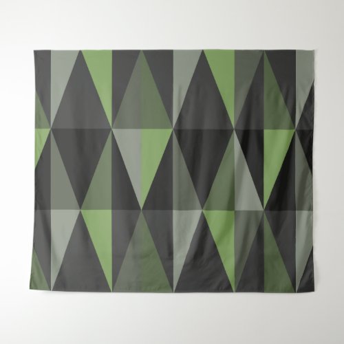 MidCentury Modern Triangles Dark Olive Tapestry