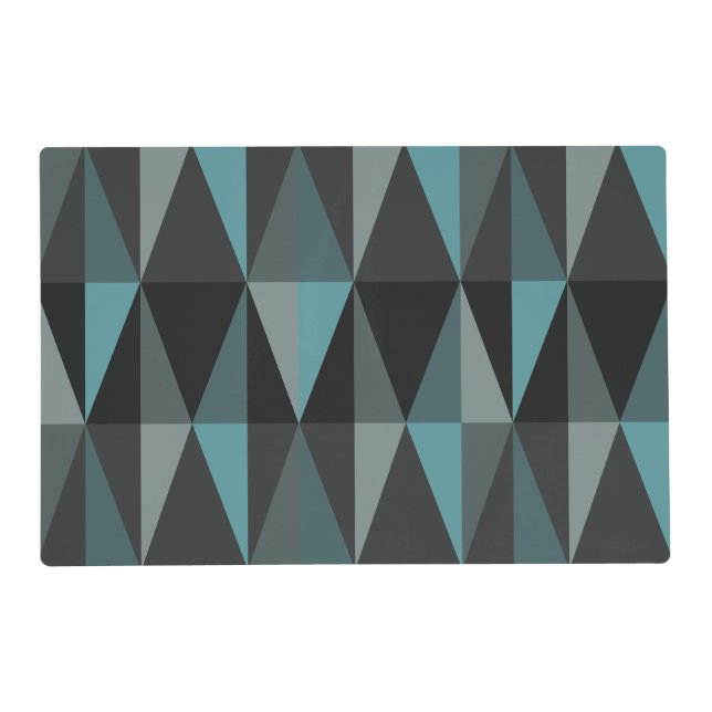 MidCentury Modern Triangles Dark Teal Placemat (Front)