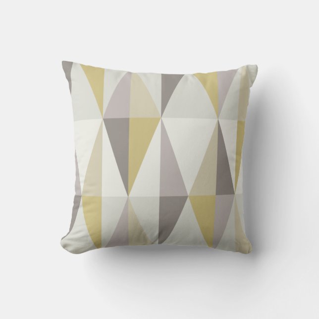 MidCentury Modern Triangles Gold Throw Pillow (Front)