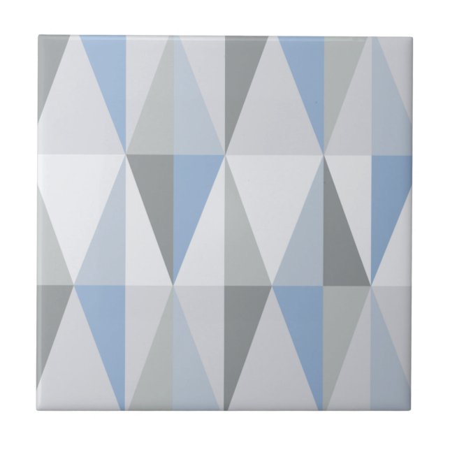 MidCentury Modern Triangles Sky Blue Ceramic Tile (Front)