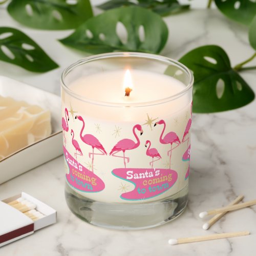 Midcentury Modern Vintage Christmas Flamingos Scented Candle