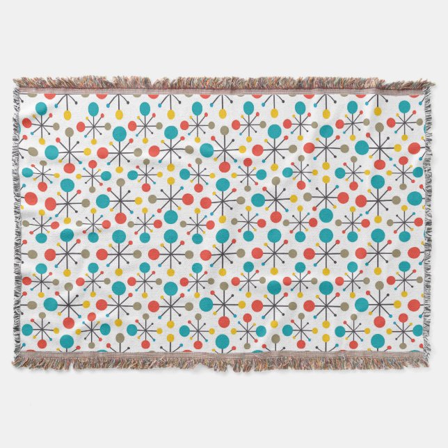 MidCentury Modern Vintage Retro Abstract Art Throw Blanket (Front)