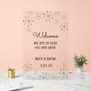 Midcentury Modern Wedding Welcome Acrylic Sign