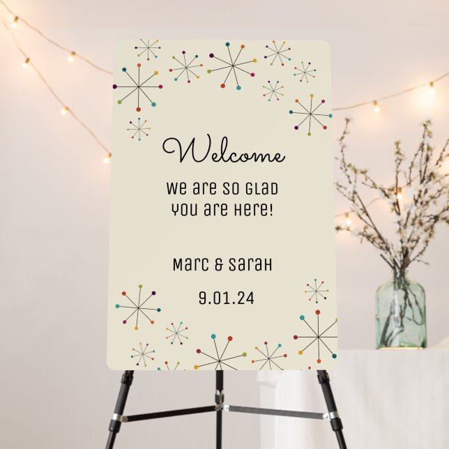 Midcentury Modern Wedding Welcome Foam Board (In Situ (Stand))