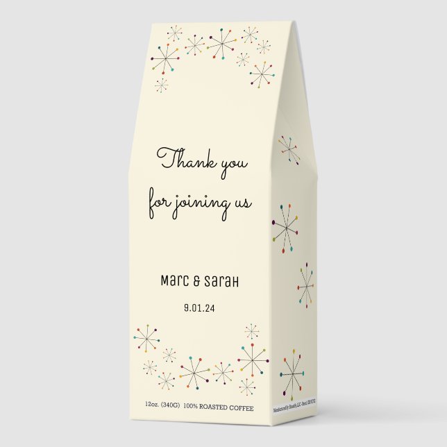 Midcentury Modern Wedding Welcome Roasted Coffee (Front)