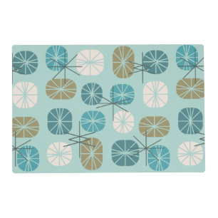 Midcentury Pattern Oblongs Aquamarine Gold Placemat