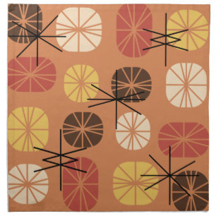 Midcentury Pattern Oblongs Autumn Orange Cloth Napkin