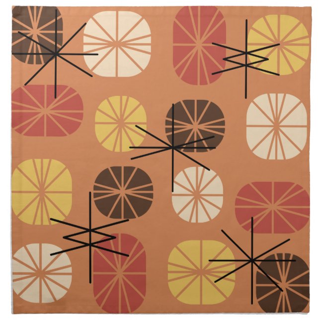 Midcentury Pattern Oblongs Autumn Orange Cloth Napkin (Front)
