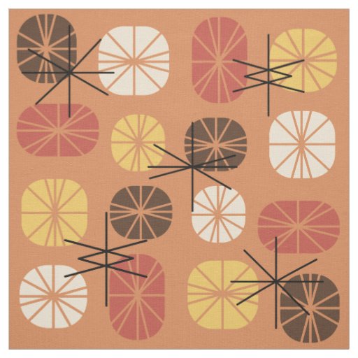 Midcentury Pattern Oblongs Autumn Orange Fabric