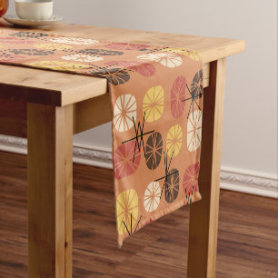 Midcentury Pattern Oblongs Autumn Orange Short Table Runner