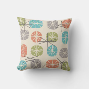 Midcentury Pattern Oblongs Colorful Multicolored Throw Pillow